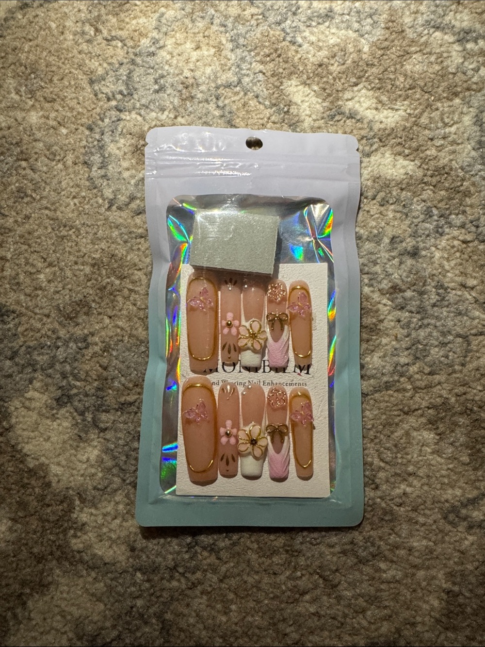 Nude & Pink Floral Press-On Nail Set